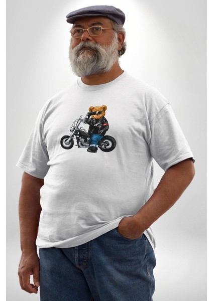 Kask Güneş Gözlüğü Motor Ayı Beyaz Büyük Beden Kadın Erkek Ünisex Basic Ön Baskılı Tişört fiyatları