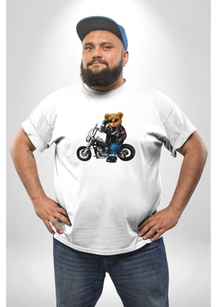Kask Güneş Gözlüğü Motor Ayı Beyaz Büyük Beden Kadın Erkek Ünisex Basic Ön Baskılı Tişört modelleri