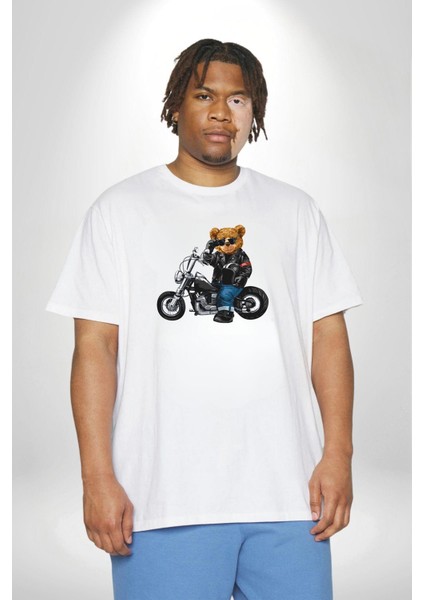 Kask Güneş Gözlüğü Motor Ayı Beyaz Büyük Beden Kadın Erkek Ünisex Basic Ön Baskılı Tişört indirimleri