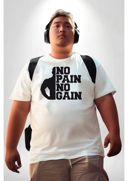 Gym Spor Sever Salon Vucut Geliştirme Emeksiz Olmaz Beyaz Büyük Beden Kadın Erkek Ünisex Basic Ön Baskılı Tişört