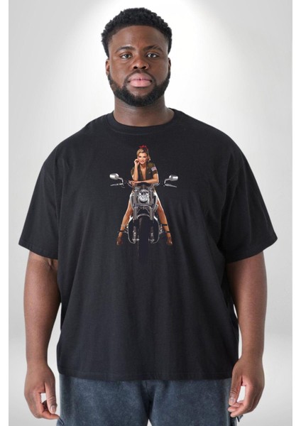 Motosiklet Erkek Kadın Unisex Siyah Büyük Beden Erkek Kadın Unisex Basic Ön Baskılı Tişört modelleri