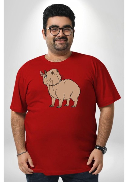 Chispi Kırmızı Büyük Beden Erkek Kadın Unisex Basic Ön Baskılı Tişört fiyatları