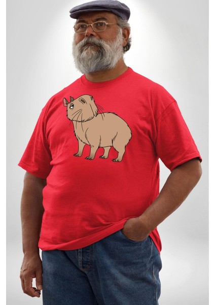 Chispi Kırmızı Büyük Beden Erkek Kadın Unisex Basic Ön Baskılı Tişört modelleri