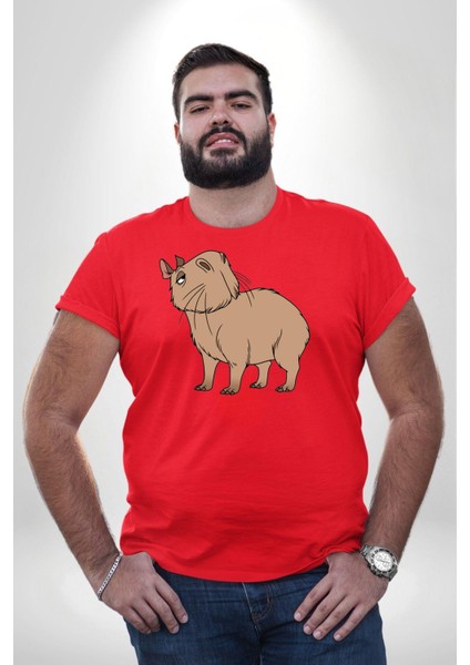 Chispi Kırmızı Büyük Beden Erkek Kadın Unisex Basic Ön Baskılı Tişört fırsatları