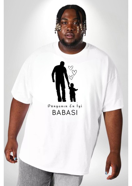 Babalar Günü Dünyanın En Iyi Babası Beyaz Büyük Beden Kadın Erkek Ünisex Basic Ön Baskılı Tişört indirimleri