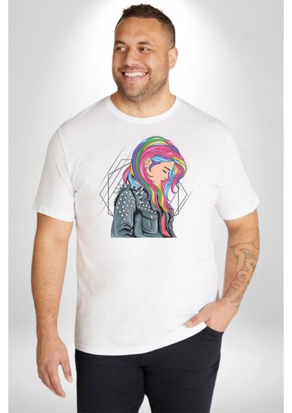 Metal Müzik Çeket Beyaz Büyük Beden Kadın Erkek Ünisex Basic Ön Baskılı Tişört