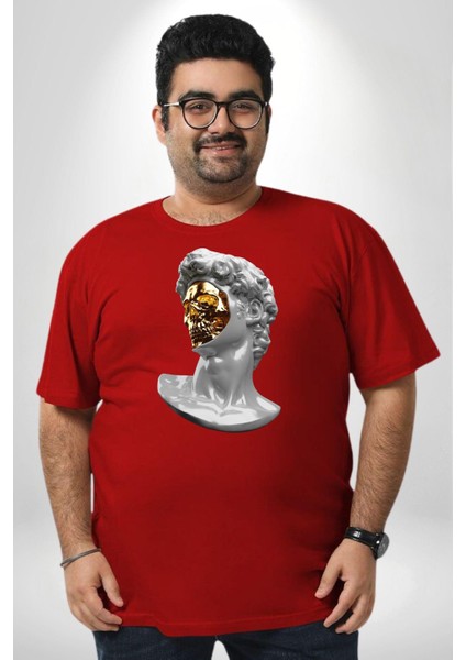 Modern Sanat Apollo Kırmızı Büyük Beden Erkek Kadın Unisex Basic Ön Baskılı Tişört modelleri