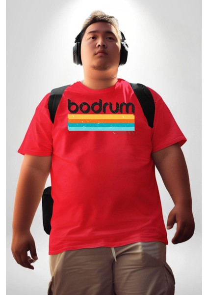Bodrum Türkiye Kırmızı Büyük Beden Erkek Kadın Unisex Basic Ön Baskılı Tişört fiyatları