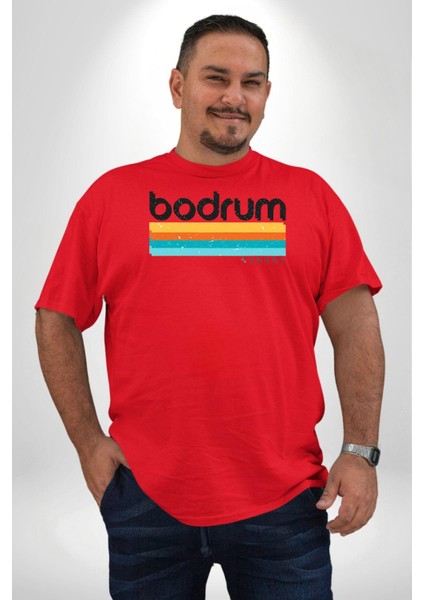 Bodrum Türkiye Kırmızı Büyük Beden Erkek Kadın Unisex Basic Ön Baskılı Tişört modelleri