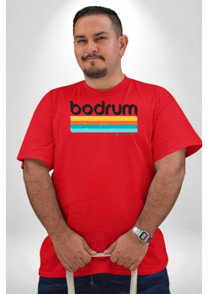 Bodrum Türkiye Kırmızı Büyük Beden Erkek Kadın Unisex Basic Ön Baskılı Tişört fırsatları