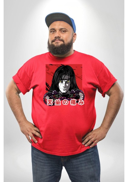 Orochimaru Anime Kırmızı Büyük Beden Erkek Kadın Unisex Basic Ön Baskılı Tişört fırsatları