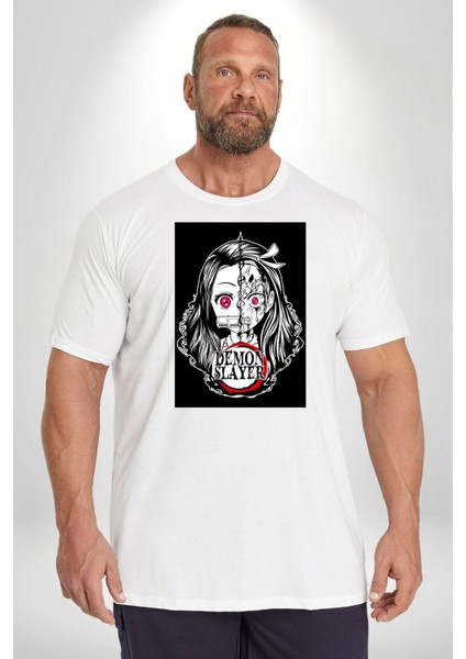 Anime Demon Slayer Beyaz Büyük Beden Kadın Erkek Ünisex Basic Ön Baskılı Tişört fiyatları