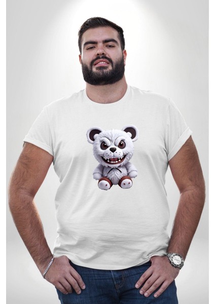 Freddy Korkunç Ayı Beyaz Büyük Beden Kadın Erkek Ünisex Basic Ön Baskılı Tişört fiyatları