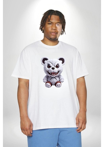 Freddy Korkunç Ayı Beyaz Büyük Beden Kadın Erkek Ünisex Basic Ön Baskılı Tişört modelleri