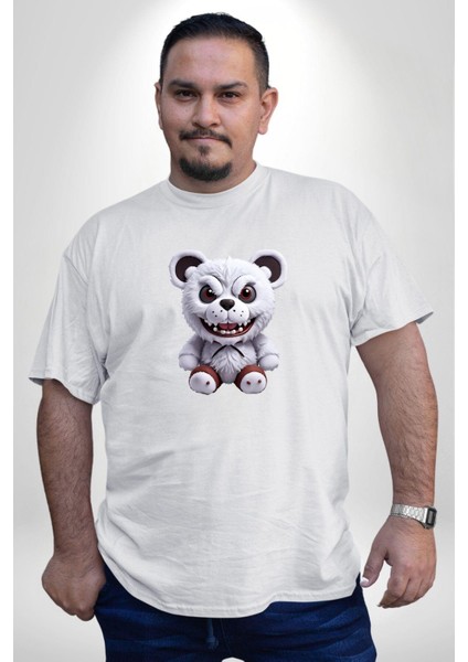 Freddy Korkunç Ayı Beyaz Büyük Beden Kadın Erkek Ünisex Basic Ön Baskılı Tişört fırsatları
