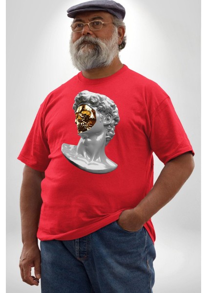 Modern Sanat Apollo Kırmızı Büyük Beden Erkek Kadın Unisex Basic Ön Baskılı Tişört fırsatları