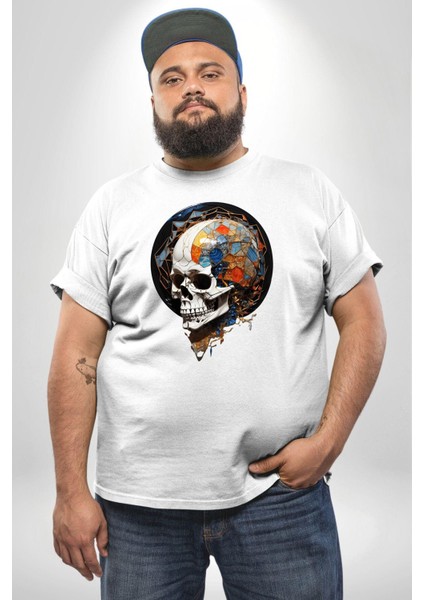 Kuru Kafa Kristal Beyaz Büyük Beden Kadın Erkek Ünisex Basic Ön Baskılı Tişört fiyatları