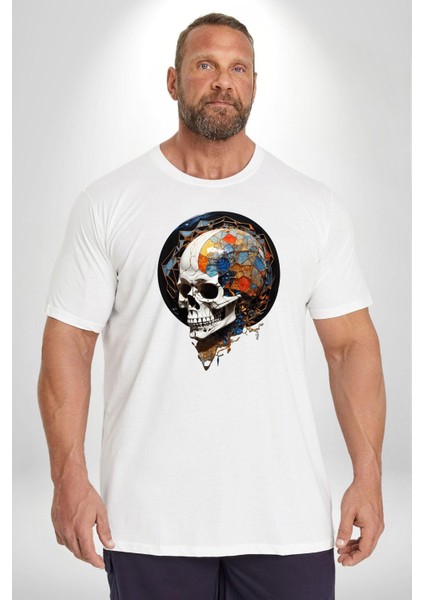Kuru Kafa Kristal Beyaz Büyük Beden Kadın Erkek Ünisex Basic Ön Baskılı Tişört modelleri