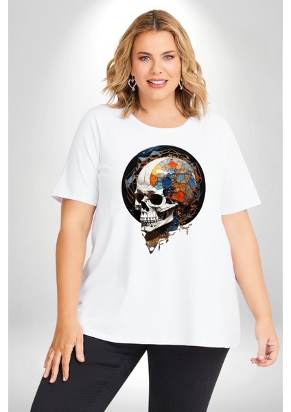 Kuru Kafa Kristal Beyaz Büyük Beden Kadın Erkek Ünisex Basic Ön Baskılı Tişört indirimleri