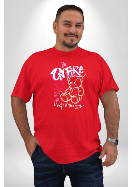 Yanmaya Devam Edecek Kadar Sıcak Kırmızı Büyük Beden Erkek Kadın Unisex Basic Ön Baskılı Tişört fiyatları
