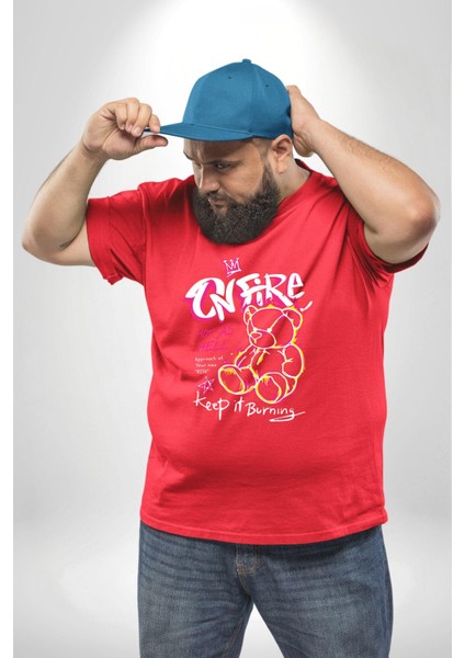 Yanmaya Devam Edecek Kadar Sıcak Kırmızı Büyük Beden Erkek Kadın Unisex Basic Ön Baskılı Tişört fırsatları
