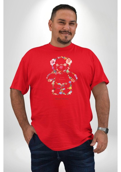 Sadece Yaşamak Kırmızı Büyük Beden Erkek Kadın Unisex Basic Ön Baskılı Tişört modelleri