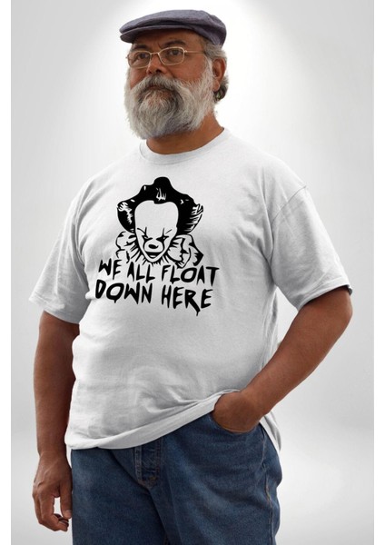 Korkunç Palyaço Korku Film Beyaz Büyük Beden Kadın Erkek Ünisex Basic Ön Baskılı Tişört fırsatları