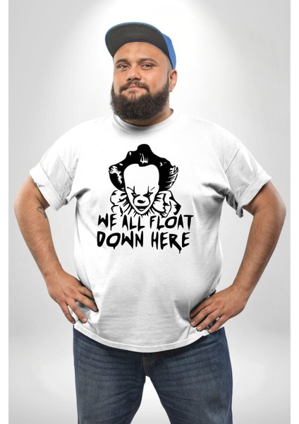 Korkunç Palyaço Korku Film Beyaz Büyük Beden Kadın Erkek Ünisex Basic Ön Baskılı Tişört indirimleri