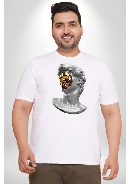 Modern Sanat Apollo Beyaz Büyük Beden Kadın Erkek Ünisex Basic Ön Baskılı Tişört fiyatları