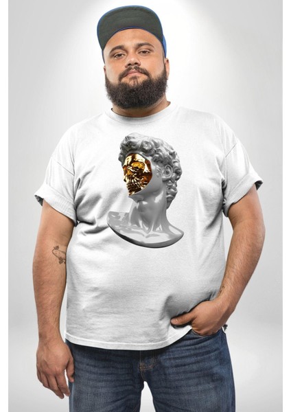 Modern Sanat Apollo Beyaz Büyük Beden Kadın Erkek Ünisex Basic Ön Baskılı Tişört fırsatları
