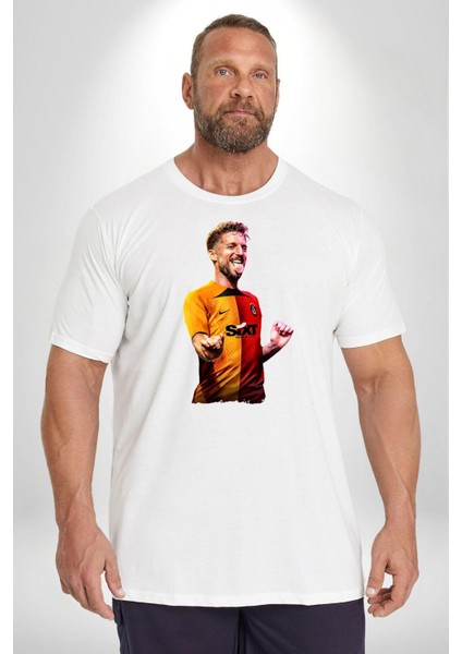 Mertens Gol Sevinci Beyaz Büyük Beden Kadın Erkek Ünisex Basic Ön Baskılı Tişört
