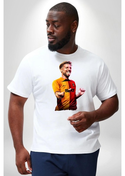 Mertens Gol Sevinci Beyaz Büyük Beden Kadın Erkek Ünisex Basic Ön Baskılı Tişört