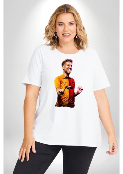 Mertens Gol Sevinci Beyaz Büyük Beden Kadın Erkek Ünisex Basic Ön Baskılı Tişört