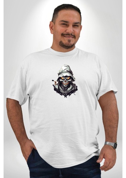 Kasaba Kurukafa Ninja Beyaz Büyük Beden Kadın Erkek Ünisex Basic Ön Baskılı Tişört fiyatları