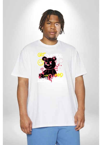 Dışarı Çık Ve Oynayalım Teddy Beyaz Büyük Beden Kadın Erkek Ünisex Basic Ön Baskılı Tişört fiyatları