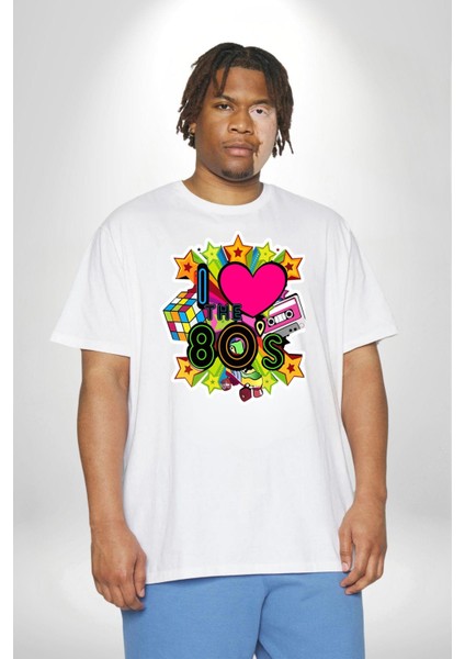 80Lerı Seviyorum Kaset Ve Özel Hediye Beyaz Büyük Beden Kadın Erkek Ünisex Basic Ön Baskılı Tişört fiyatları