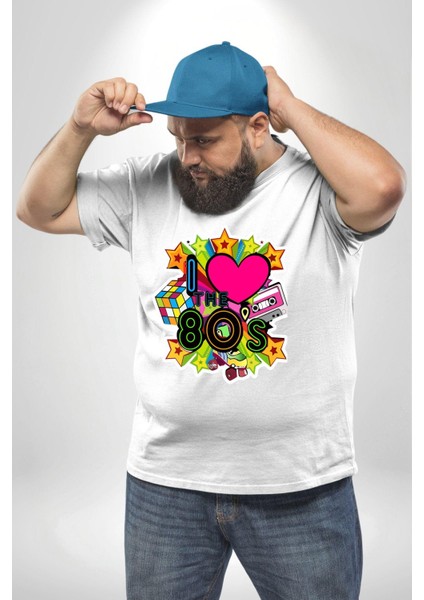 80Lerı Seviyorum Kaset Ve Özel Hediye Beyaz Büyük Beden Kadın Erkek Ünisex Basic Ön Baskılı Tişört fırsatları