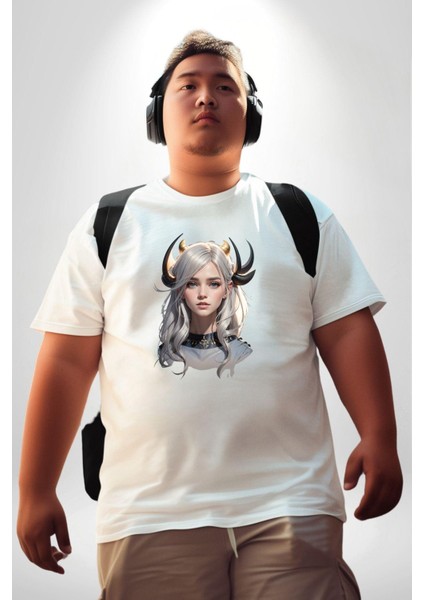 Koç Kadın Erkek Ünisex Savaşcı Beyaz Büyük Beden Kadın Erkek Ünisex Basic Ön Baskılı Tişört modelleri