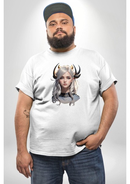 Koç Kadın Erkek Ünisex Savaşcı Beyaz Büyük Beden Kadın Erkek Ünisex Basic Ön Baskılı Tişört fırsatları