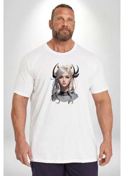 Koç Kadın Erkek Ünisex Savaşcı Beyaz Büyük Beden Kadın Erkek Ünisex Basic Ön Baskılı Tişört indirimleri