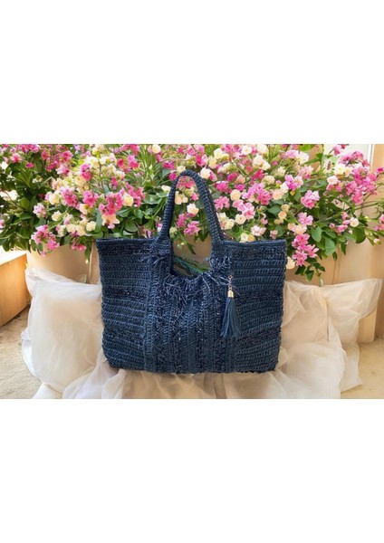 Siyah Renk Kağıt Ip El Örgüsü Tasarım Omuz Çantası modelleri