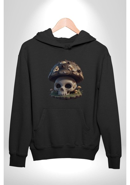 Kurukafa Mantar Ev Kadın Erkek Siyah Kapüşonlu Sweatshirt Hoodie indirimleri