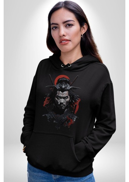 Asyalı Japon Samuray Savaşcı Kadın Erkek Siyah Kapüşonlu Sweatshirt Hoodie fiyatları