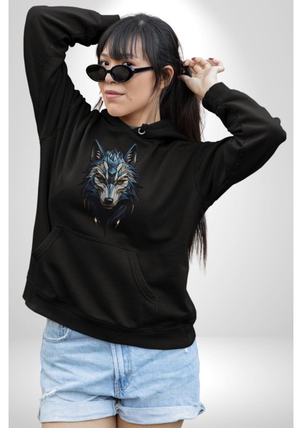 Mavi Kurt Robot Kadın Erkek Siyah Kapüşonlu Sweatshirt Hoodie fiyatları