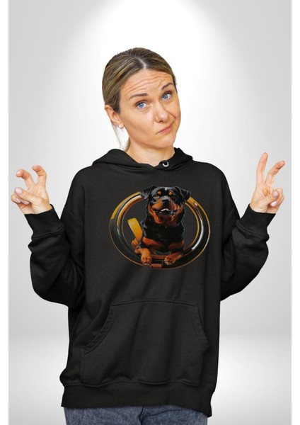 Süper Tasma Rottweiler Eğitim Kadın Erkek Siyah Kapüşonlu Sweatshirt Hoodie fiyatları
