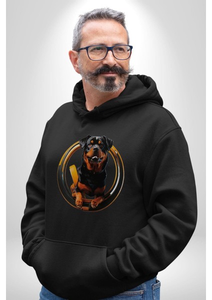 Süper Tasma Rottweiler Eğitim Kadın Erkek Siyah Kapüşonlu Sweatshirt Hoodie modelleri
