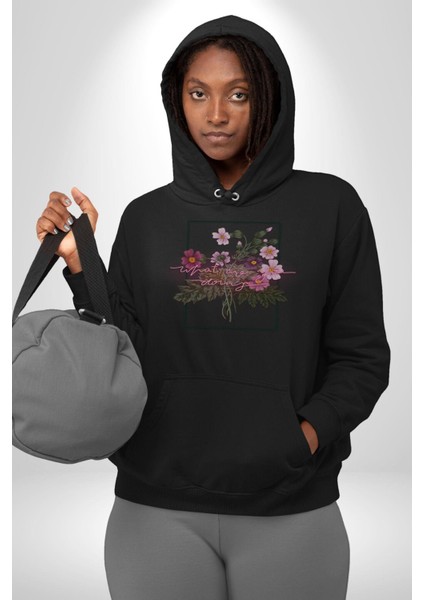 Güller ve Dikenler Şimdi Ne Yapmalıyız Kadın Erkek Siyah Kapüşonlu Sweatshirt Hoodie