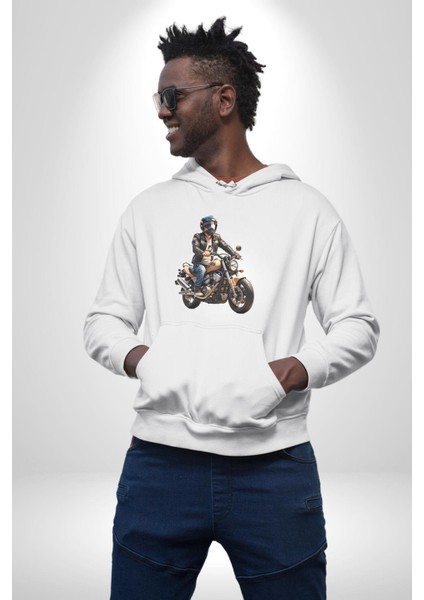 Kask Motorsiklet Dünya Turu Kadın Erkek Beyaz Kapüşonlu Sweatshirt Hoodie