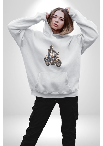 Kask Motorsiklet Dünya Turu Kadın Erkek Beyaz Kapüşonlu Sweatshirt Hoodie