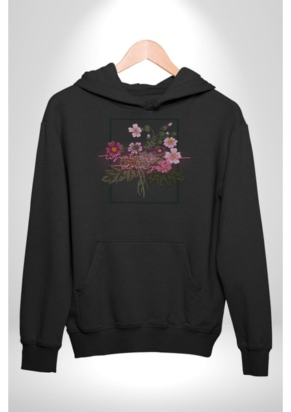 Güller ve Dikenler Şimdi Ne Yapmalıyız Kadın Erkek Siyah Kapüşonlu Sweatshirt Hoodie